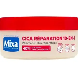 Mixa Pommade Ultra réparatrice Cica Réparation 10-en-1 - Peaux Extra Sèches et Rugosités pour Pieds, Genoux, Mains, Coudes avec 100H d'Hydratation - Hypoallergénique - 150 ml