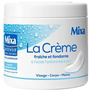 Mixa Crème Hydratante à l'Acide Hyaluronique - 400ml (Visage,Corps,Mains)Origine France