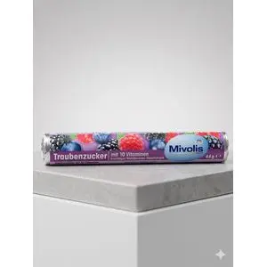 Mivolis Rouleau de Pastilles de Dextrose aux 10 Vitamines - Saveur Fruits des Bois - (44g)