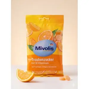 Mivolis Pastilles de Dextrose aux 10 Vitamines - Saveur Orange Fruitée - (100g)