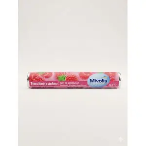 Mivolis Rouleau de Pastilles de Dextrose aux 10 Vitamines - Saveur Fruitée Framboise - (44g)