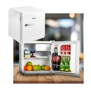 Midea Minibar 47L design avec petit compartiment congélateur idéal pour chambre, Blanc