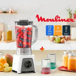 Moulinex Blender Blendeo+ 1,5L, 450W, Broyeur &amp; Hachoir Inclus, LM2C3110