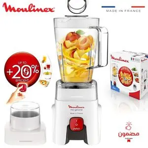 Moulinex Blender Genuine LM241B25 - 500W, 1 vitesse + pulse, Bol 1,25L et 1 accessoire