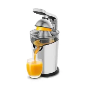 Moulinex Presse-agrumes électrique, 300 W, Système anti-goutte, Levier à pression, Extracteur de jus, Cône acier inoxydable, Système Start/Stop automatique
