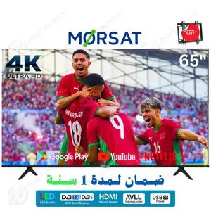 MORSAT 65 4K UHD Smart Android TV, Film USB, HDMI, YouTube + Support Gratuit
