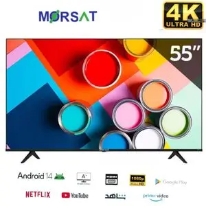 MORSAT Smart TV 55" Android 14 - 4K Ultra HD - Récepteur TNT Intégré - 3 Ports HDMI