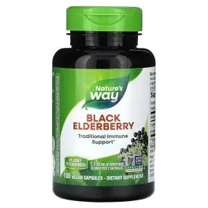 Nature'S Way Sureau Noir 1 150 mg (565mg par capsule), 100 Capsules Véganes | Soutien Immunitaire &amp; Antioxydant Naturel - Sureau Noir