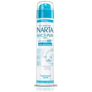 Narta Bacti-Pur Femme Deodorant Anti-Transpirant Spray Bacti-Pur Zinc efficacite 48h Fraîcheur Saine Sans Alcool 200ml