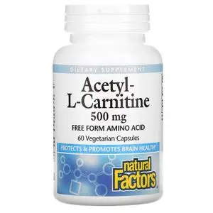 Natural Factors Acetyl-L-Carnitine  favorise la santé du cerveau 500 mg 60 Capsules Veg