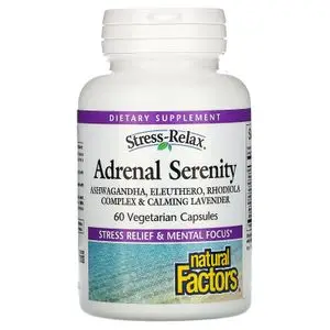 Natural Factors Stress-Relax,Sérénité surrénale,60 cap végé  (stress &amp; améliore la concentration