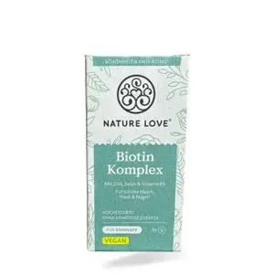 Nature Love Biotin Komplex – 90 Comprimés – Biotine, Zinc, Sélénium &amp; Vitamine B5 – Cheveux, Peau &amp; Ongles – Vegan