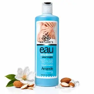 Natures Eau Émolliente pour Ongles 400 ml à l’Amande &amp; Provitamine B5 – Soin Hydratant Mains et Pieds – Cuticules &amp; Peaux Sèches – Assouplit et Hydrate