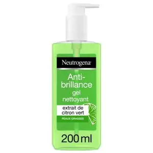 Neutrogena Anti-Brillance Gel Nettoyant Visage Visibly Extrait de Citron Vert, 200 ml