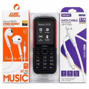 Nokia Pack Téléphone 5310 Dual SIM avec Écouteurs Filaires Stéréo et Câble Micro USB – Noir