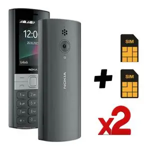 Nokia 150 Téléphone Cellulaire - 2.4" - Dual Sim - Noir + 2 Cartes Sim Gratuit