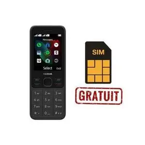 Nokia 150 Téléphone Cellulaire - 2.4" - Double SIM - Noir + Carte SIM Gratuite