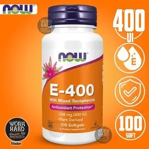 Now Foods Vitamine E 400, 268 mg (400 UI), Protection antioxydante 100 capsules Sticker