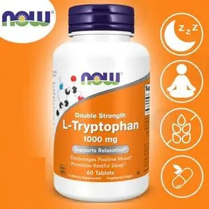 Now Foods L-tryptophane, Double efficacité, Humeur, détente, sommeil 1000 mg, 60 comprimés