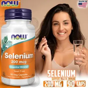 Now Foods Selenium 200mcg Support Immune ,Minéral essentiel Sans Gluten, 90 Capsules