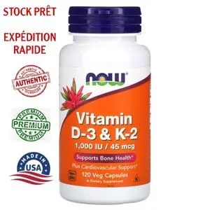 Now Foods Vitamin D-3 &amp; K-2 120 Veg Capsules