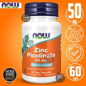 Now Foods Zinc Picolinate 50 mg soutien immunitaire ,60 gélules Sticker