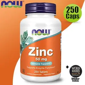 Now Foods Zinc, 50 mg, 250 comprimés Soutient les fonctions enzymatiques Végétalien+sticker cadeau