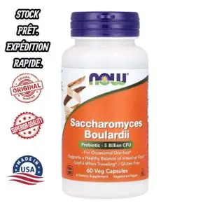 Now Foods Saccharomyces Boulardii, Probiotique, 5 milliards UFC, 60 gélules végétales