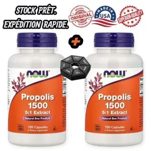 Now Foods 2 Boites de Propolis 1500 mg, 100 capsules végétariennes