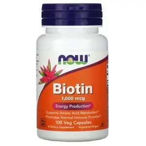 Now Foods Biotine, 1000 µg, 100 caps végé (Cheveux, peau et ongles)