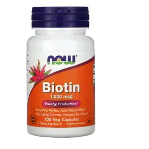 Now Foods Biotine,1 000 mcg,100 gélules végétales pour la peau, Cheveux et Ongles