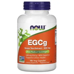 Now Foods EGCg, Extrait de thé vert, 400 mg  - 180 capsules végétales antioxydant