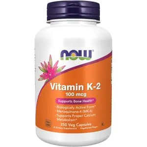 Now Foods Vitamine K2, 100 mcg, 250 gélules végétales.