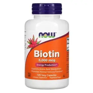 Now Foods Biotine ^^ 5000 µg ^^ 120 capsules végétariennes