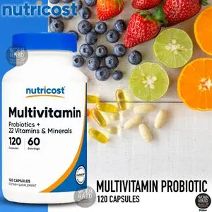 Nutricost Multivitamines, Probiotiques + 22 vitamines et minéraux, 120 capsules Sticker