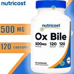 Nutricost Ox Bile 500 mg, 120 Capsules made usa, bile de bœuf