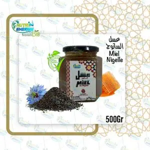 Nutri Energie 500Gr Miel Nigelle 100% Nature et Bio (Origine Marocaine)