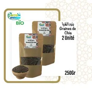 Nutri Energie Graines de Chia – Pack de 2x250g (500g) 100% Pures &amp; Naturelles Sans Aucun Additif, Sans Conservateurs