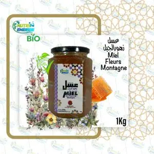 Nutri Energie 1Kg Miel Fleurs Montagne 100% Nature et Bio (Origine Marocaine)