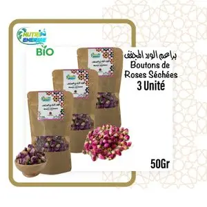 Nutri Energie Boutons de Roses Séchées – Pack de 3x50g (150g) 100% Pures et Naturels, Sans Huile, Sans Colorants, Aucun Additif, Sans Conservateurs