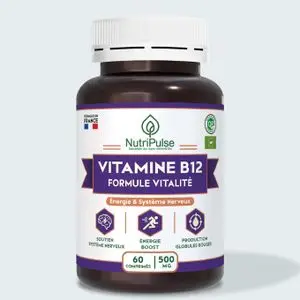 NutriPulse Vitamine B12 500mg Formule Vitalité, Énergie &amp; Système Nerveux 60 Comprimés