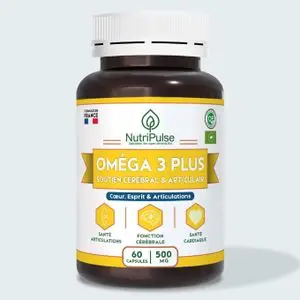 NutriPulse Oméga 3 Plus 500mg Santé Cérébrale, Cardiaque &amp; Articulaire 60 Capsules