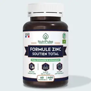 NutriPulse Formule Zinc Soutien Total, Peau, Immunité &amp; Antioxydant 60 Comprimés