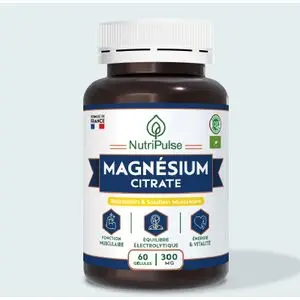 NutriPulse Magnésium Citrate 300 mg – Confort Musculaire, Énergie Durable &amp; Minéraux Équilibrés – 60 Gélules