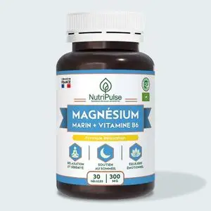 NutriPulse Magnésium Marin 300mg + Vitamine B6  – Formule Relaxation &amp; Sérénité, Soutien Sommeil &amp; Équilibre Émotionnel 30 Gélules