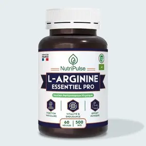 NutriPulse L-Arginine 500 mg – Fonction Vasculaire, Vitalité &amp; Endurance, Soutien Performance Physique – 60 Gélules