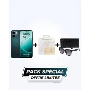 Oppo Pack Spécial : Smartphone A6 6Go - 128Go - 7000mAh ultra-large battery + Écouteurs Enco Buds3 Pro + Lunettes Connectées O-Choice