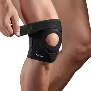 Pakka Support Genou Rotule Ouverte Ajustable en Néoprène Respirant – Maintien Genou Sport, Compression Articulation, Open Patella Knee Support Taille Unique