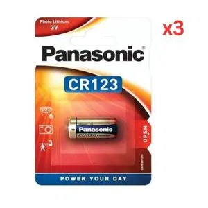 Panasonic 3 Piles 3V CR123 au Lithium 3 volts Pour Appareil Photo, Lot de 2 Batteries 3V CR123