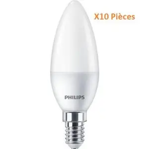 Philips Lot de 10Lampes CorePro candle ND 5-40W E14 B35 4000k  Neutre.
